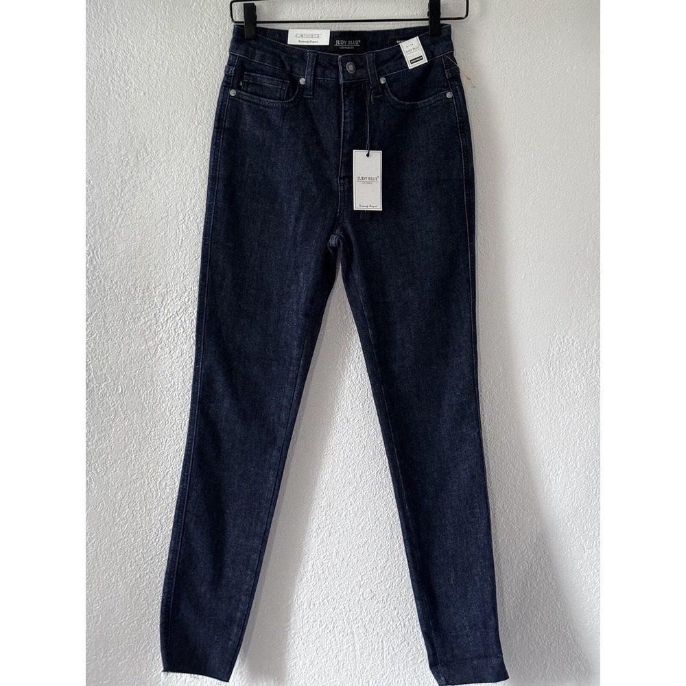 Judy Blue Tummy Control Skinny High Waist Jeans Raw Hem Dark Wash Sz 26‎ - Picture 7 of 16